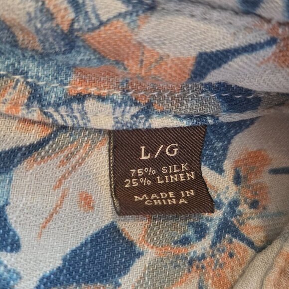 Jimmy Buffett MARGARITAVILLE Hawaiian Shirt Men's Large Floral Surf Silk Linen - Picture 7 of 12